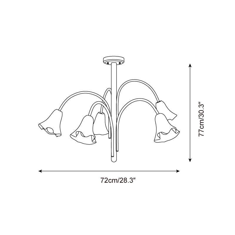 Crimson Floral Glass Chandelier Flower-Shaped