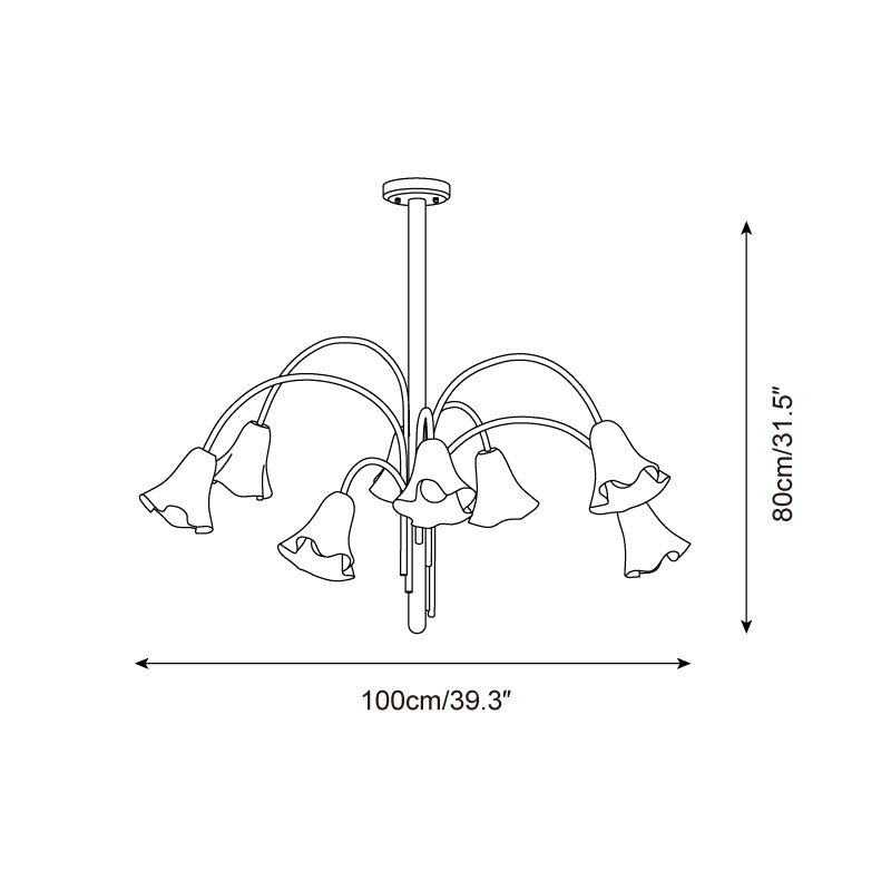 Crimson Floral Glass Chandelier Flower-Shaped