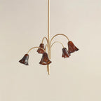 Crimson Floral Glass Chandelier Flower-Shaped