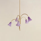 Crimson Floral Glass Chandelier Flower-Shaped
