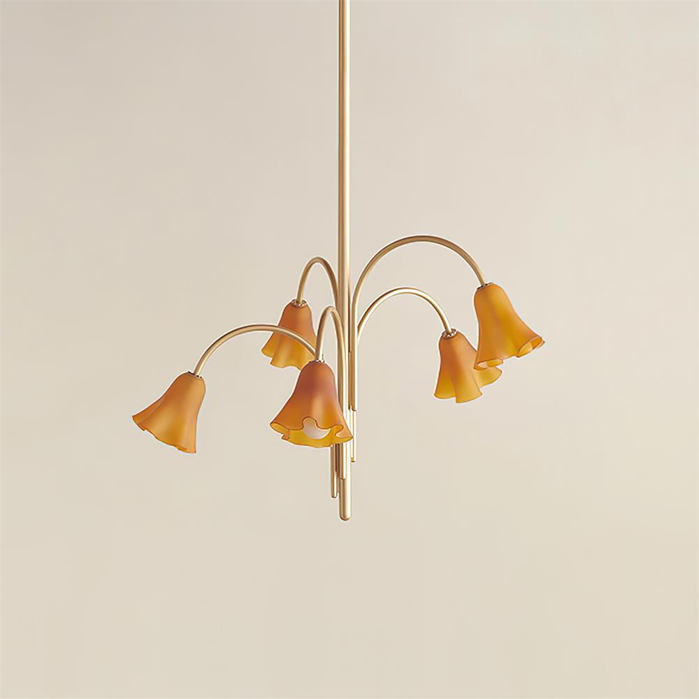 Crimson Floral Glass Chandelier Flower-Shaped