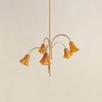 Crimson Floral Glass Chandelier Flower-Shaped