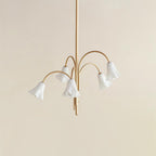 Crimson Floral Glass Chandelier Flower-Shaped