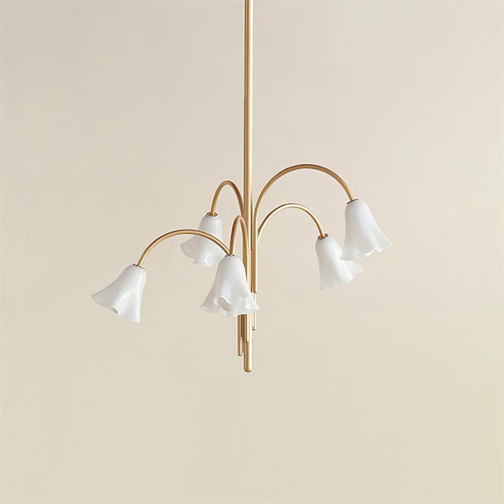 Crimson Floral Glass Chandelier Flower-Shaped