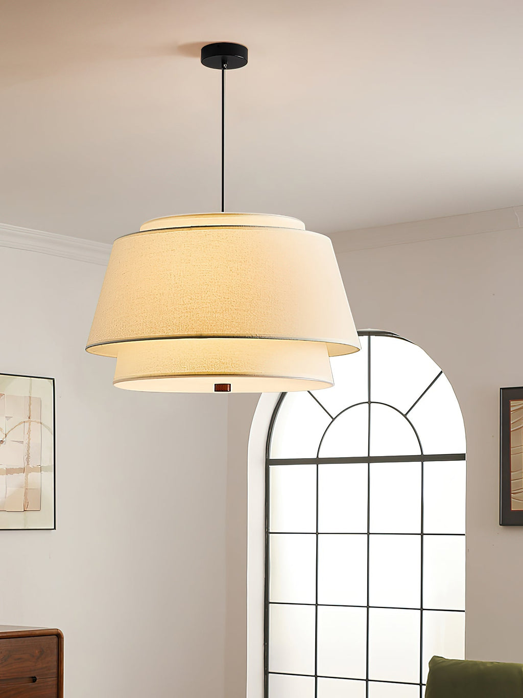 Verdura Drum Modern Fabric & Metal Pendant Light