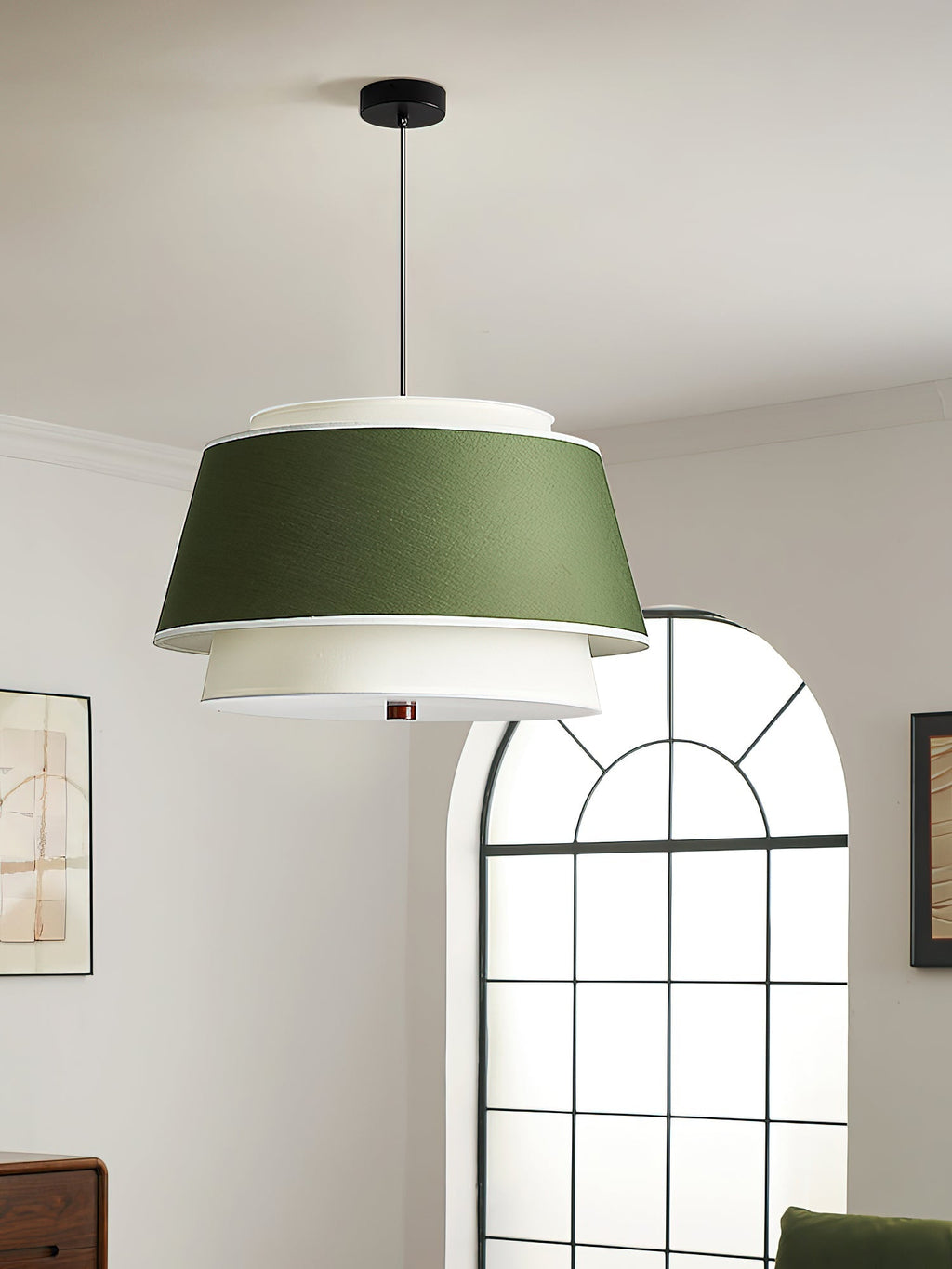 Verdura Drum Modern Fabric & Metal Pendant Light