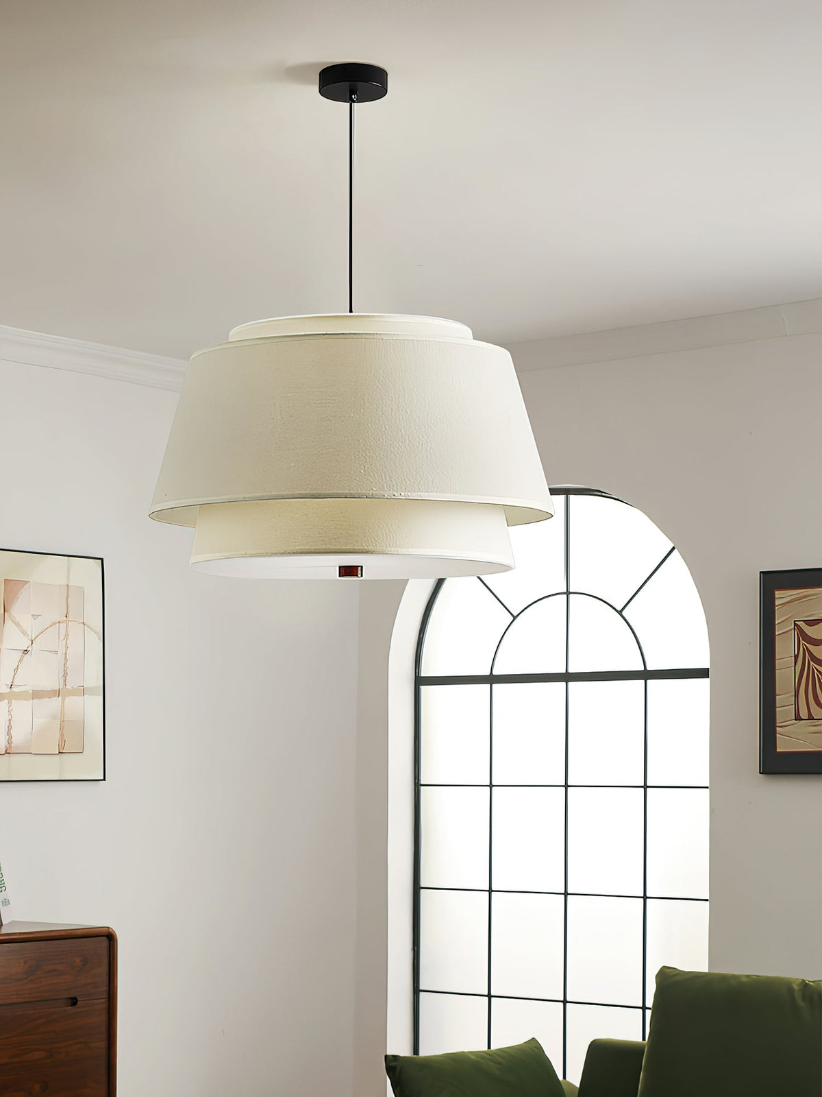 Verdura Drum Modern Fabric & Metal Pendant Light