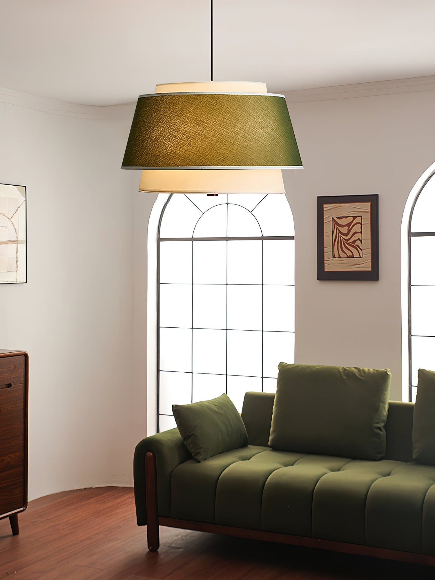 Verdura Drum Modern Fabric & Metal Pendant Light