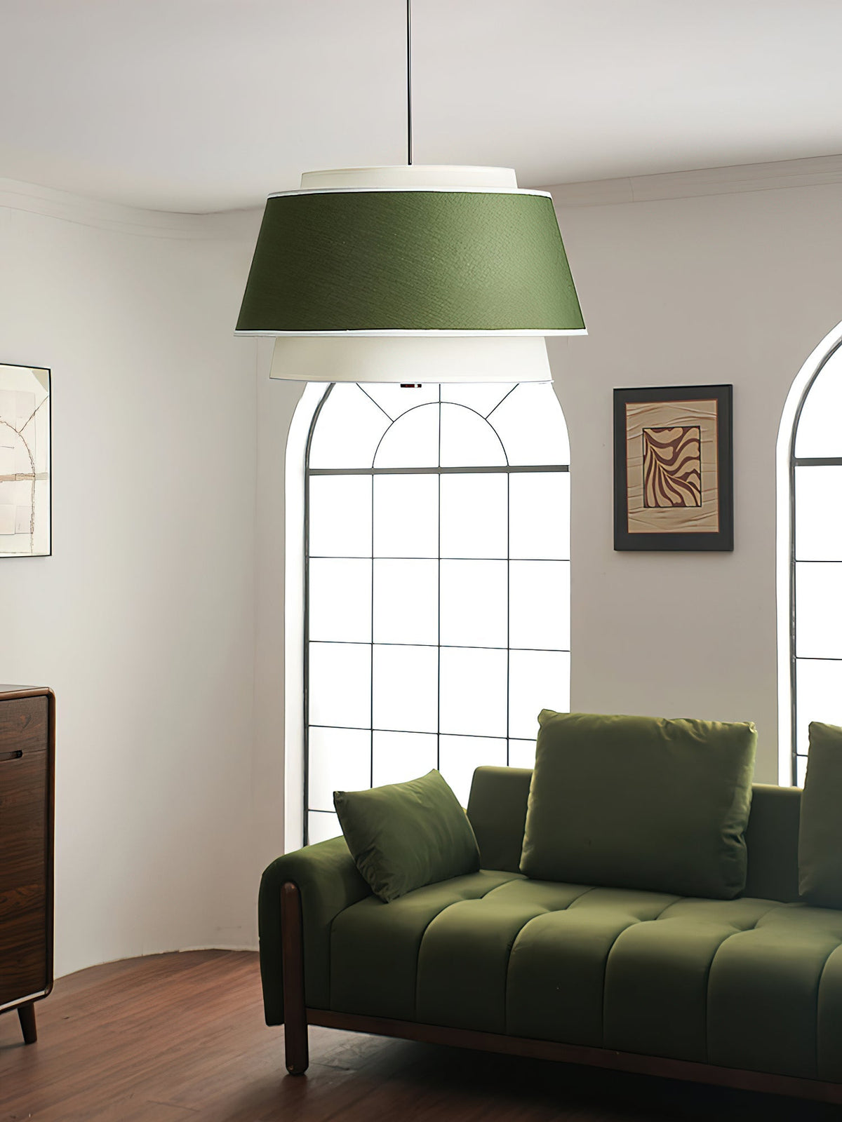 Verdura Drum Modern Fabric & Metal Pendant Light