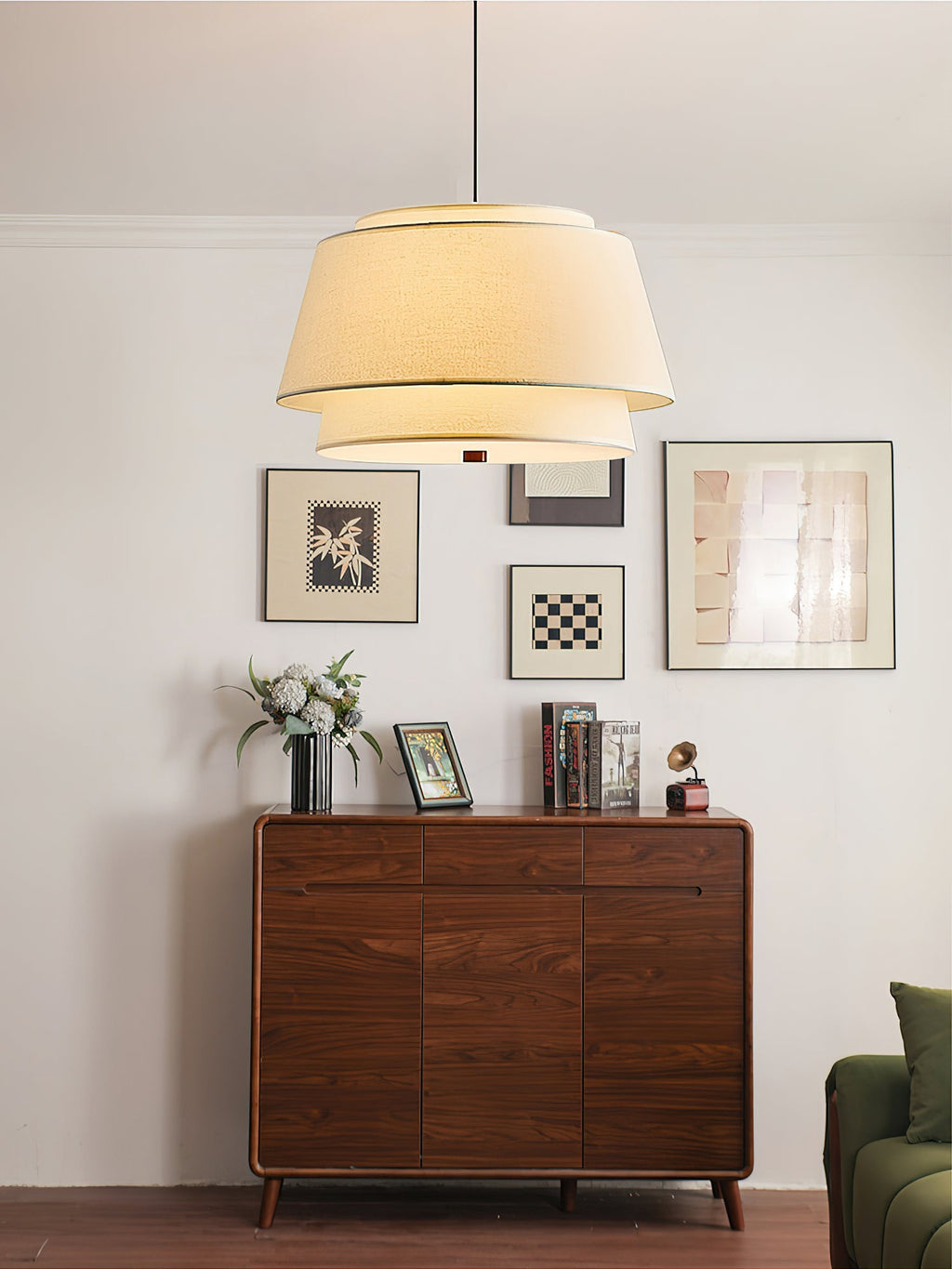 Verdura Drum Modern Fabric & Metal Pendant Light