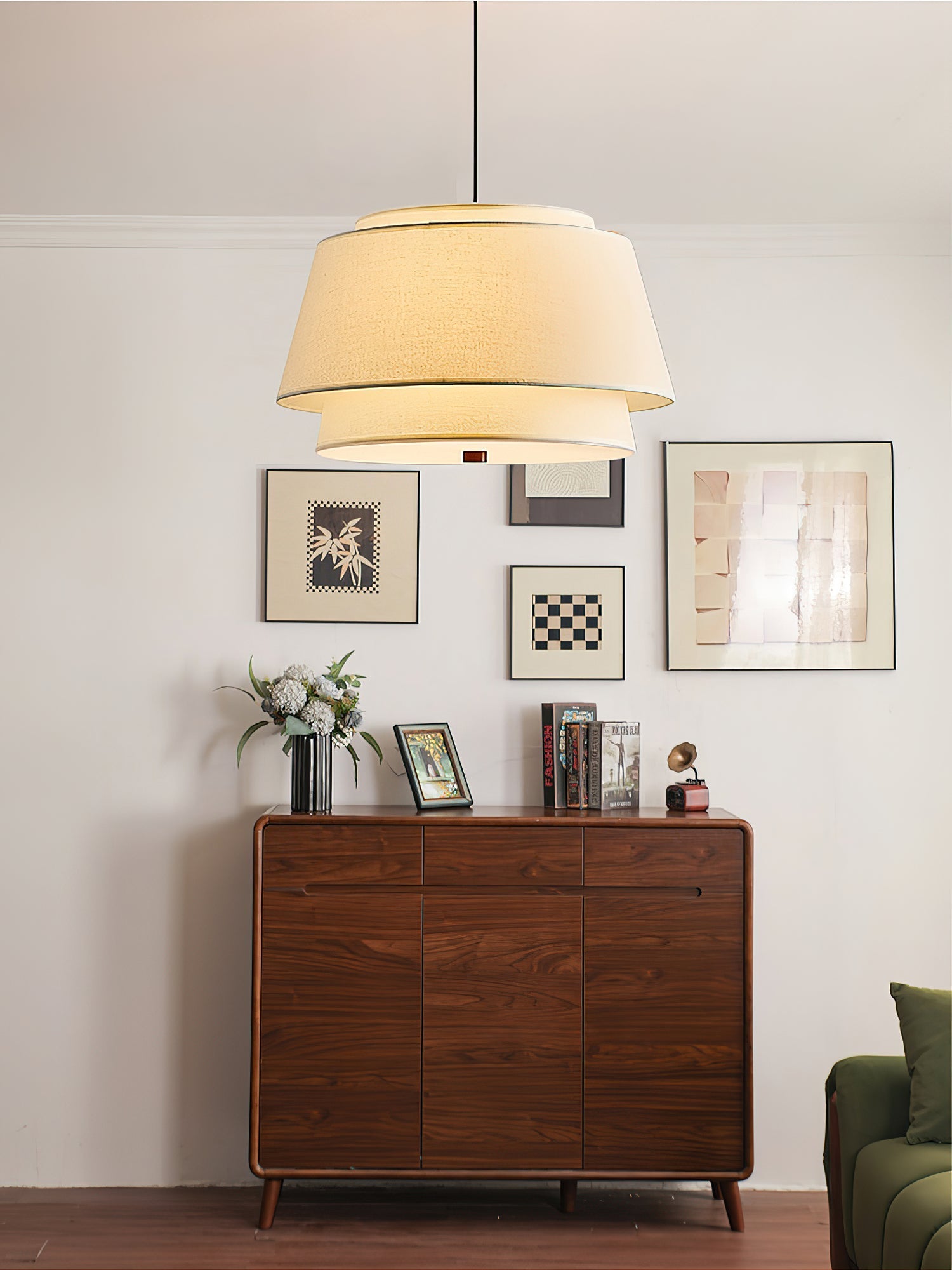 Verdura Drum Modern Fabric & Metal Pendant Light