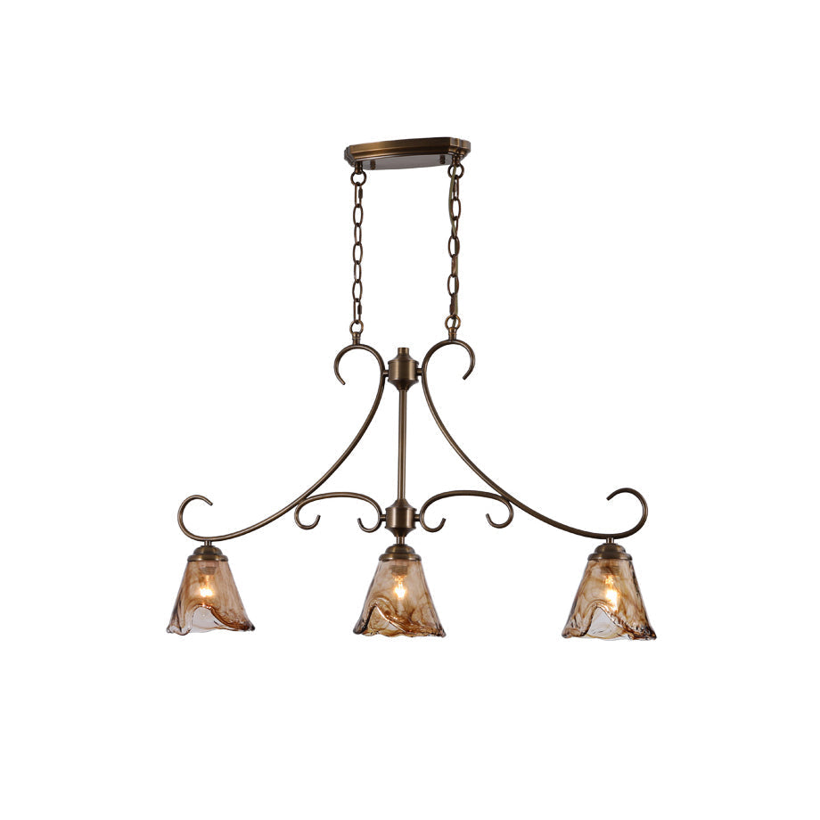 Aloror Vintage Industrial Island Brass Glass Pendant Lamp