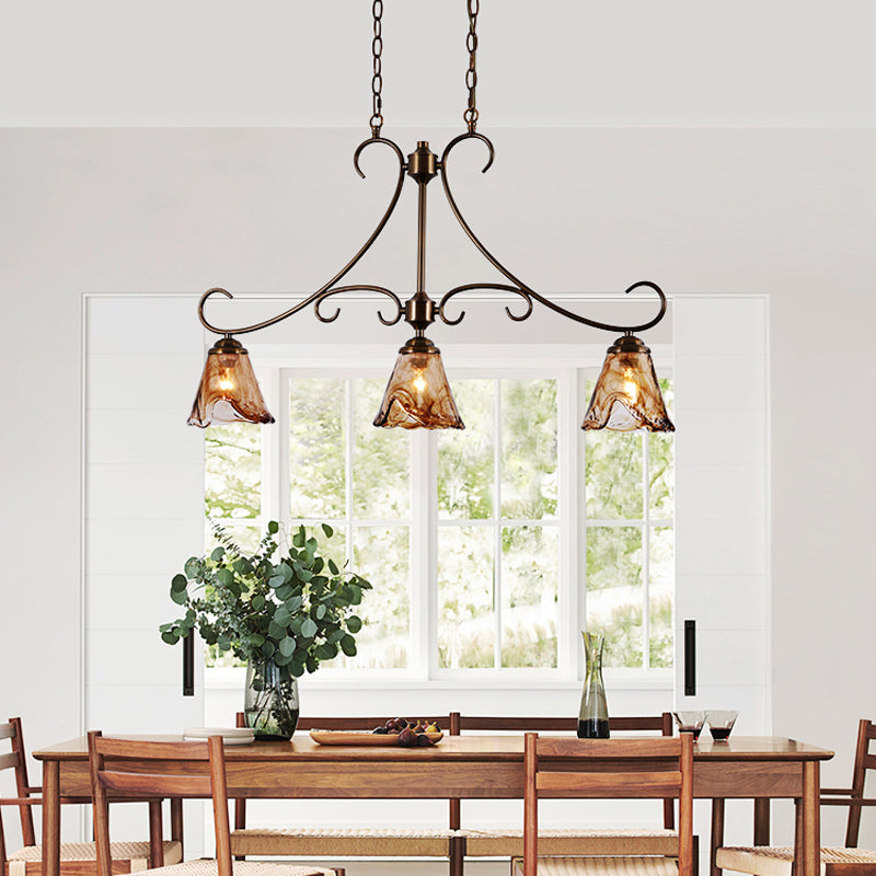 Aloror Vintage Industrial Island Brass Glass Pendant Lamp