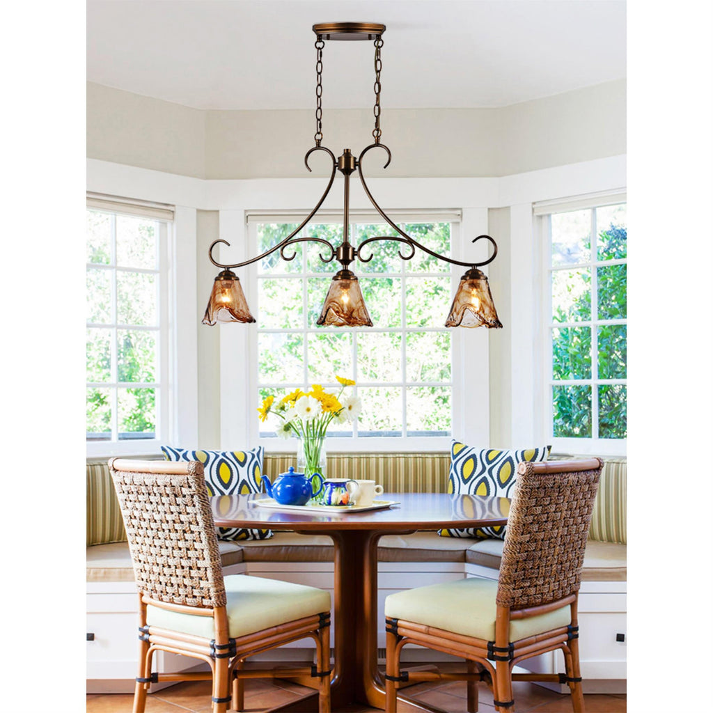 Aloror Vintage Industrial Island Brass Glass Pendant Lamp