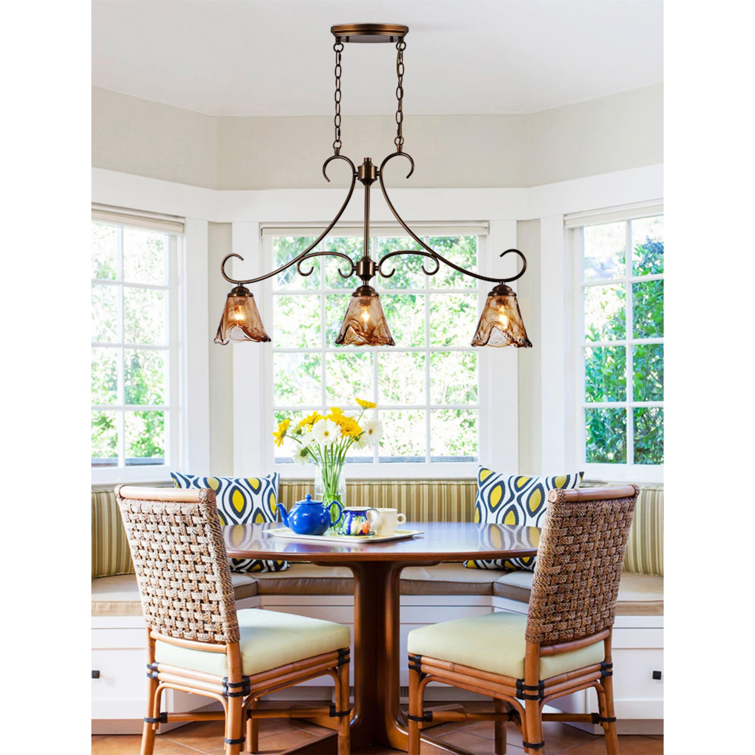 Aloror Vintage Industrial Island Brass Glass Pendant Lamp