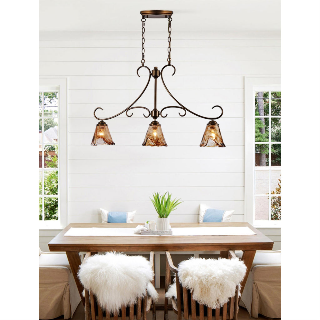 Aloror Vintage Industrial Island Brass Glass Pendant Lamp