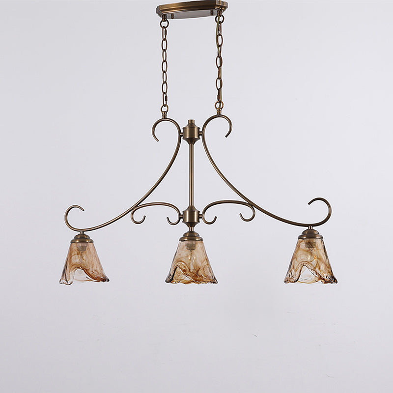 Aloror Vintage Industrial Island Brass Glass Pendant Lamp