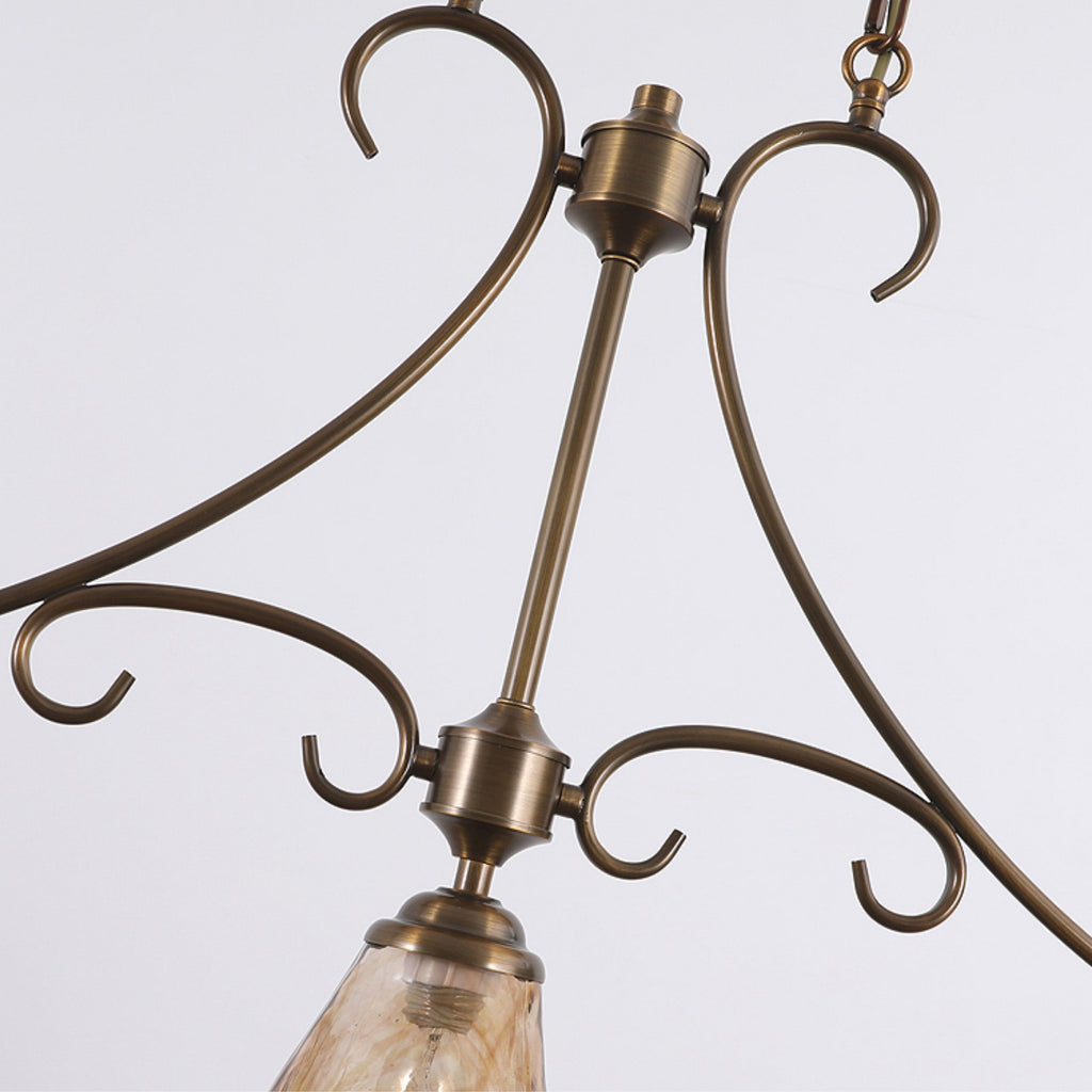 Aloror Vintage Industrial Island Brass Glass Pendant Lamp