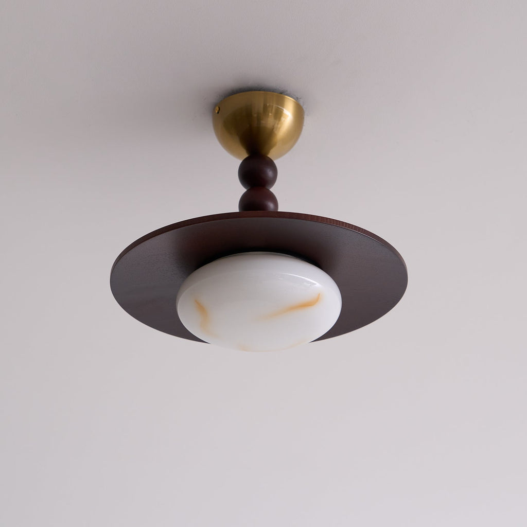 Muto Ceiling Light Walnut Color & White Imitation Alabaster - image 25