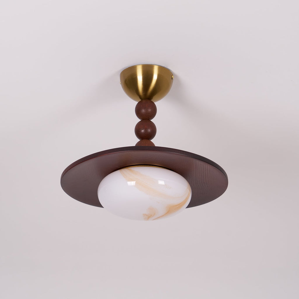 Muto Ceiling Light Walnut Color & White Imitation Alabaster - image 15
