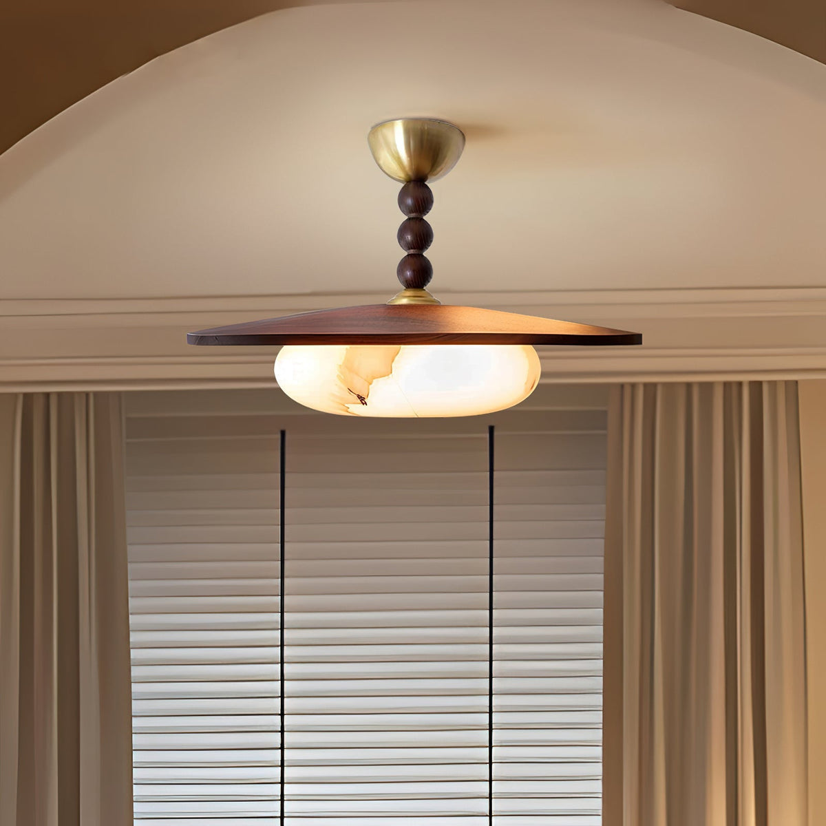 Muto Ceiling Light Walnut Color & White Imitation Alabaster - image 2