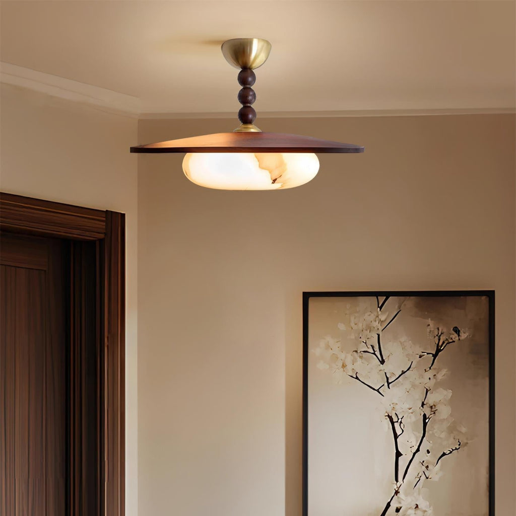 Muto Ceiling Light Walnut Color & White Imitation Alabaster - image 6