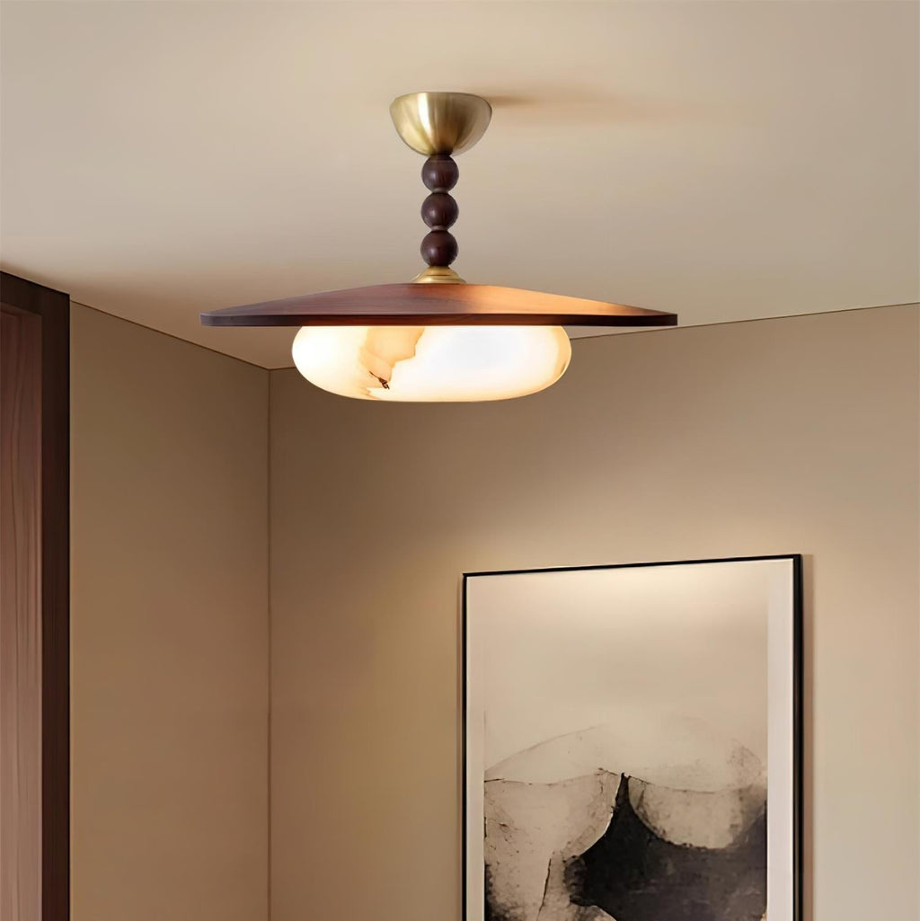 Muto Ceiling Light Walnut Color & White Imitation Alabaster - image 7
