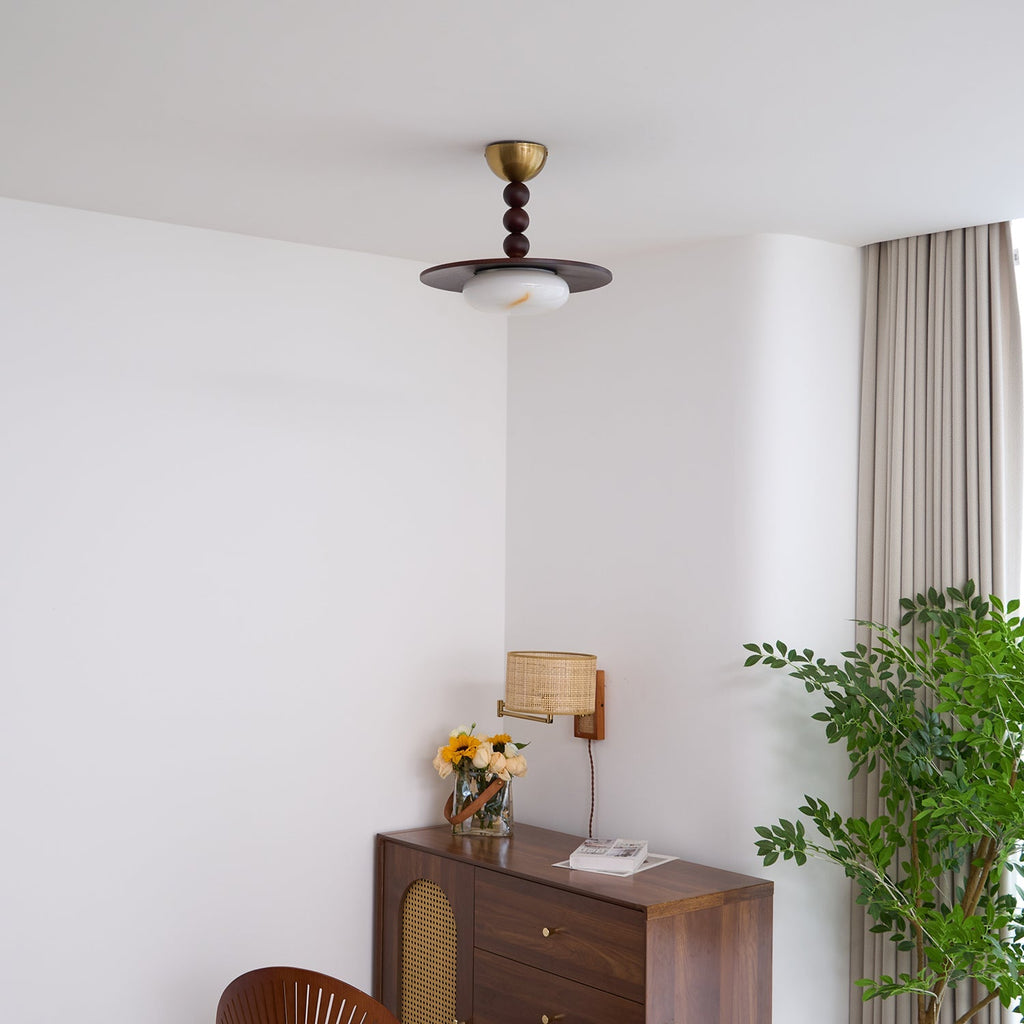 Muto Ceiling Light Walnut Color & White Imitation Alabaster - image 19