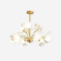 Ginkgo Leaf Chandelier with Frosted Glass Globes