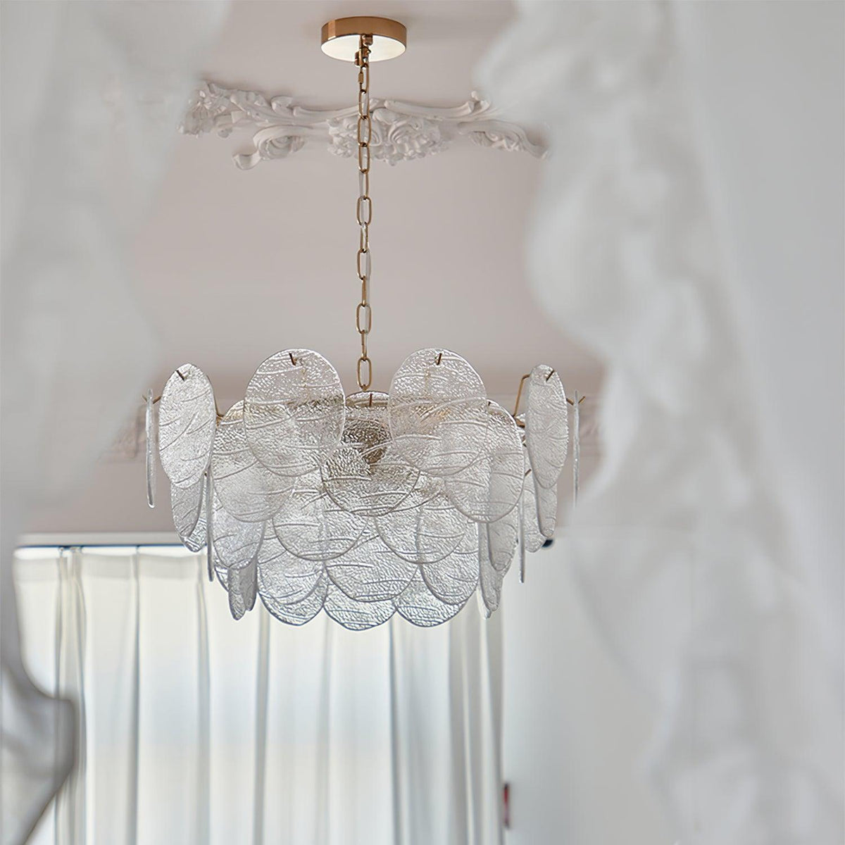 Chandelier Glass Discs Frame Gold Finish Victorian