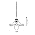 Pendant Lamp Ruffled Glass Shade Scalloped Edge Brass Accents Retro