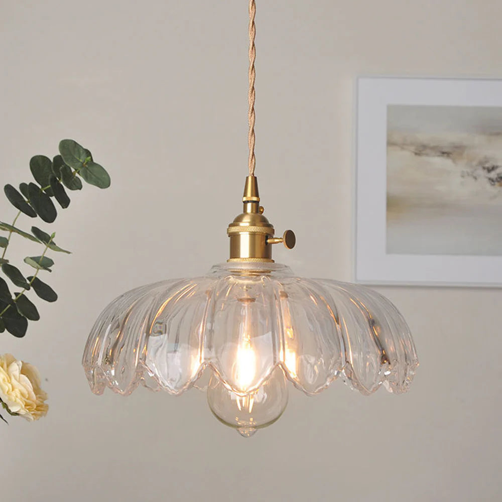 Valentina Retro LED Flower Pendant Light Glass Dining Room