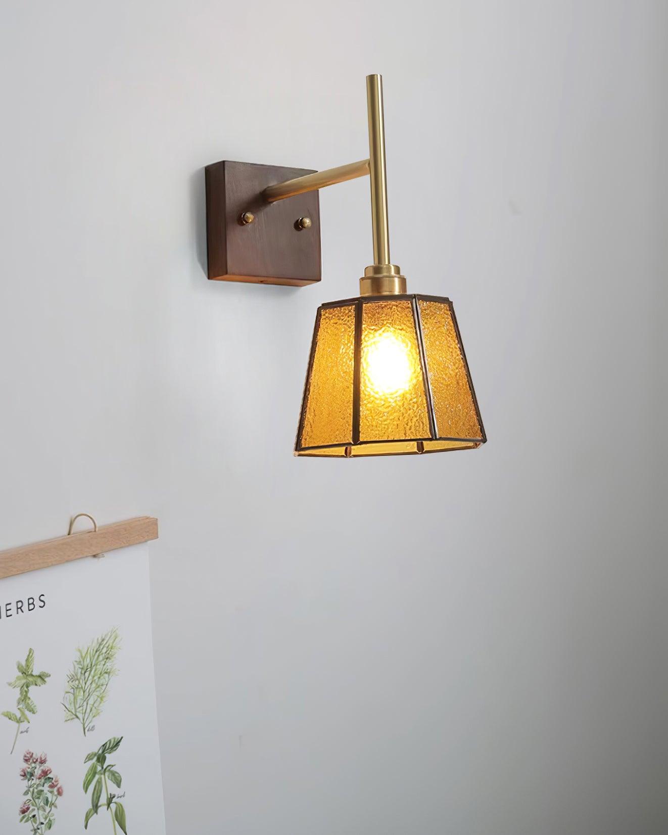 Vintage Wall Lamp Moir Amber Glass