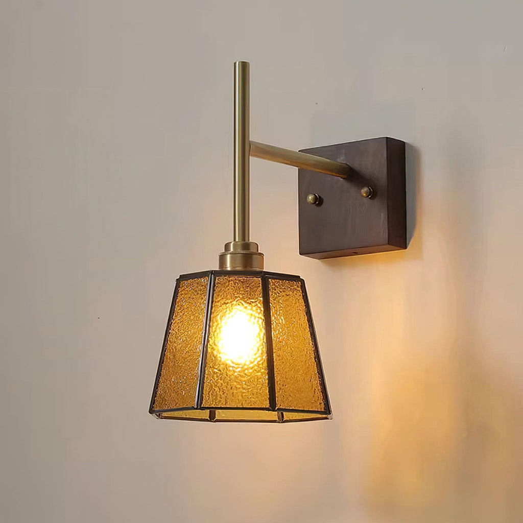 Vintage Wall Lamp Moir Amber Glass