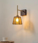 Vintage Wall Lamp Moir Amber Glass