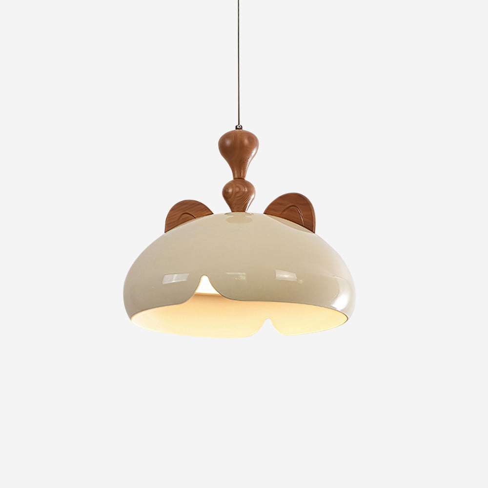 Cat Pendant Lamp Glossy Dome Wood Ears