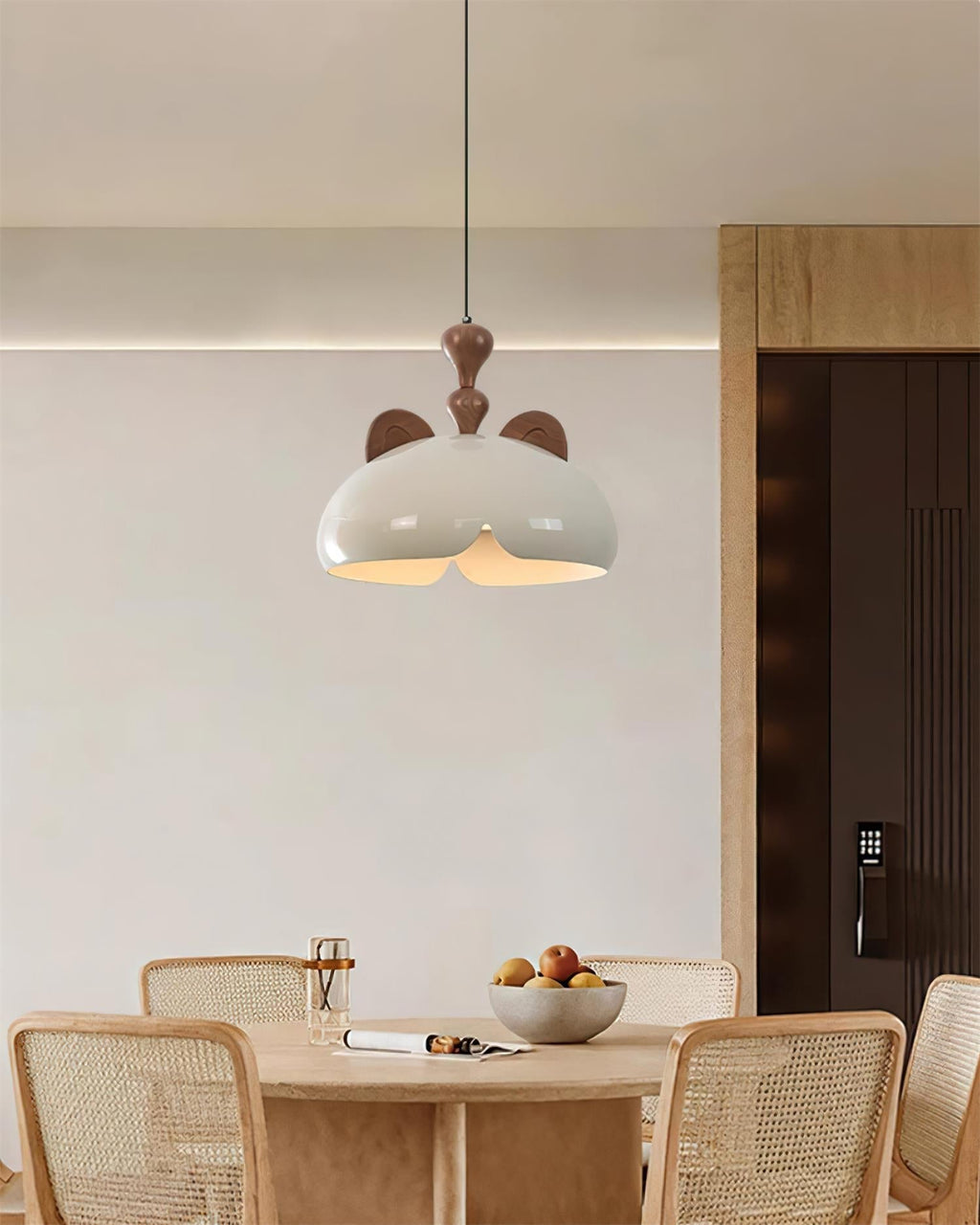 Cat Pendant Lamp Glossy Dome Wood Ears