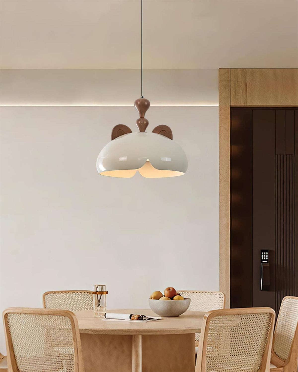 Cat Pendant Lamp Glossy Dome Wood Ears