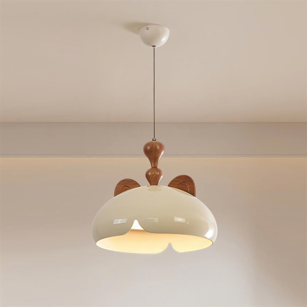 Cat Pendant Lamp Glossy Dome Wood Ears