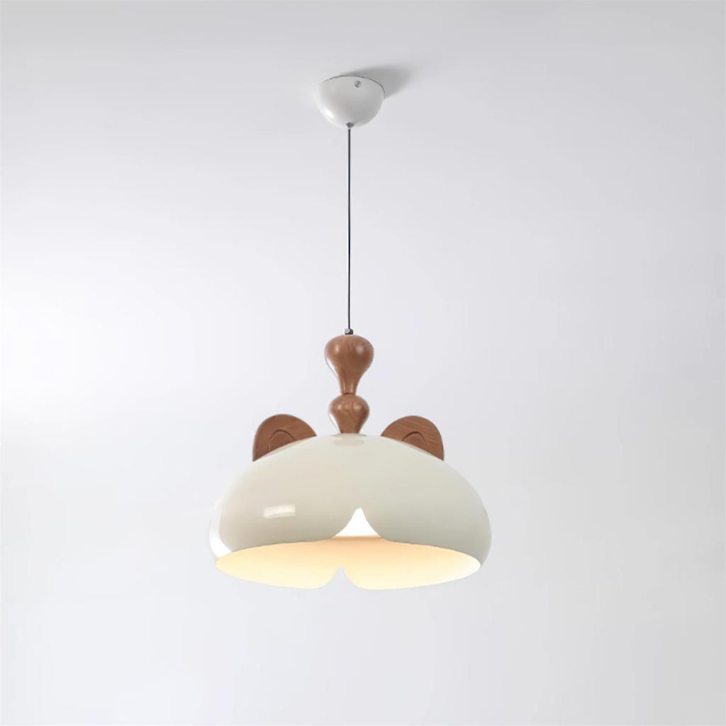 Cat Pendant Lamp Glossy Dome Wood Ears