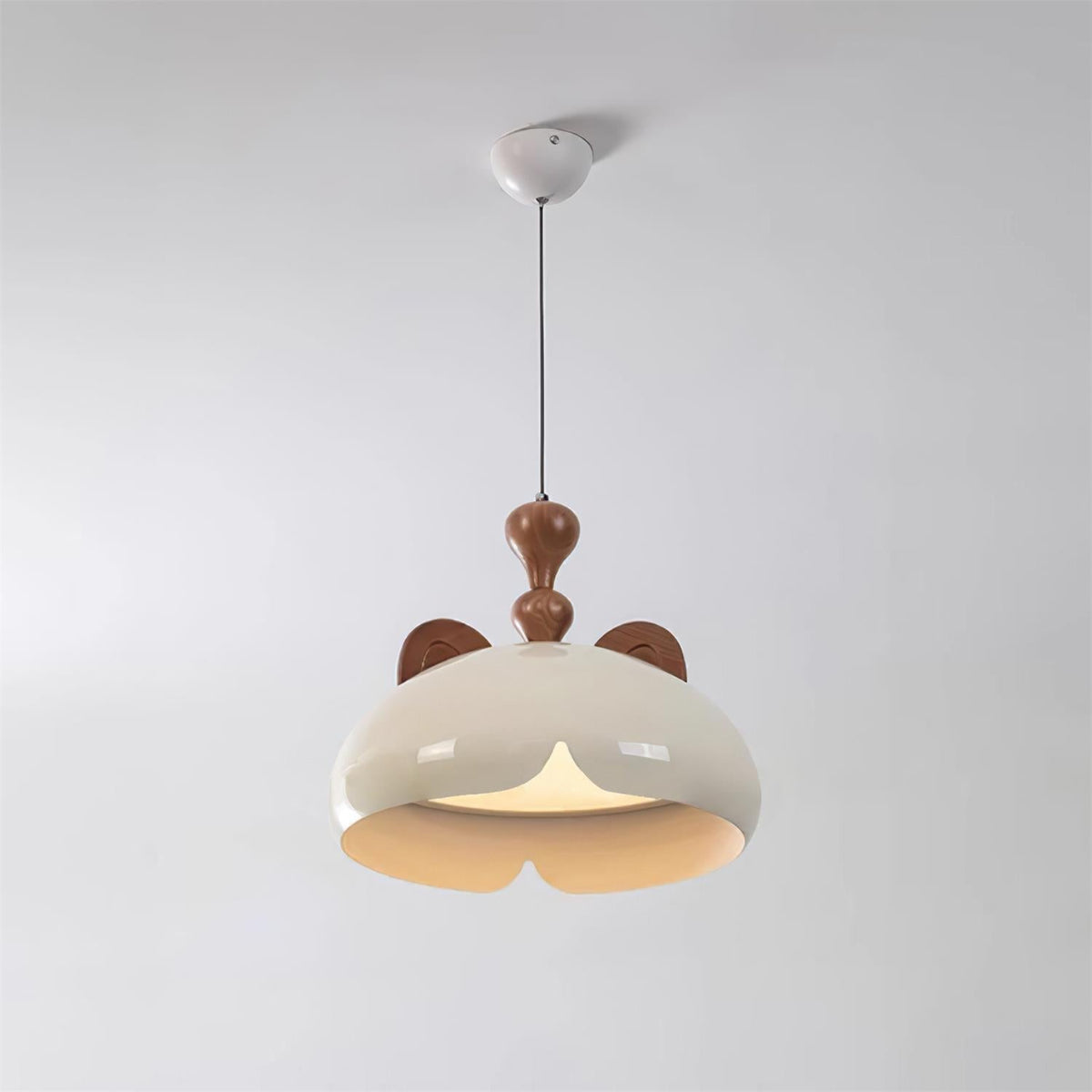 Cat Pendant Lamp Glossy Dome Wood Ears