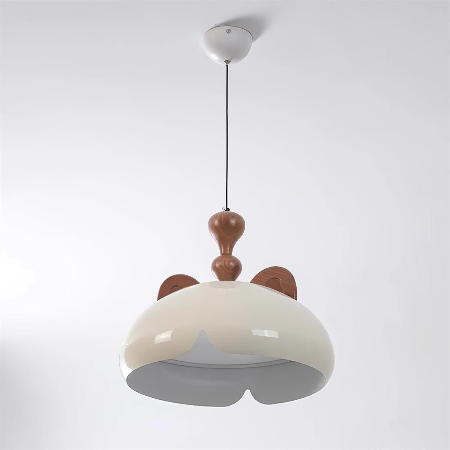 Cat Pendant Lamp Glossy Dome Wood Ears