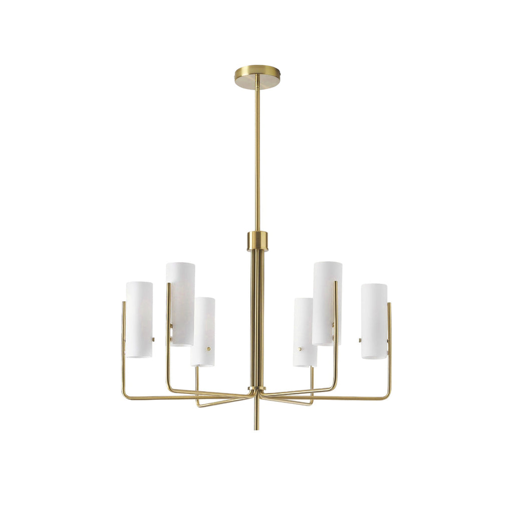 Ivraeus Vintage Industrial Brass Glass Chandelier