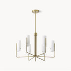 Ivraeus Vintage Industrial Brass Glass Chandelier
