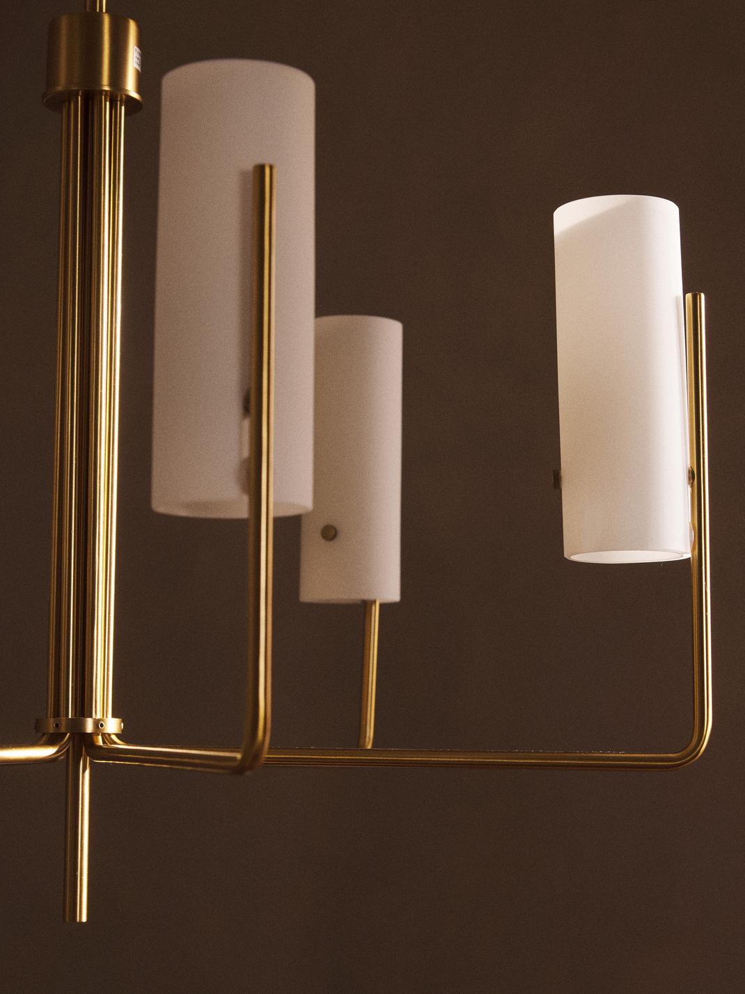 Ivraeus Vintage Industrial Brass Glass Chandelier