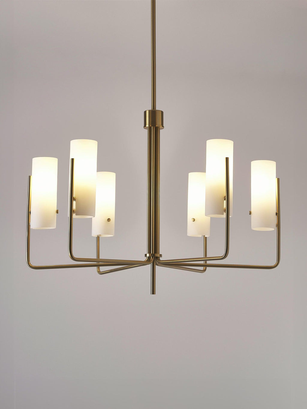 Ivraeus Vintage Industrial Brass Glass Chandelier