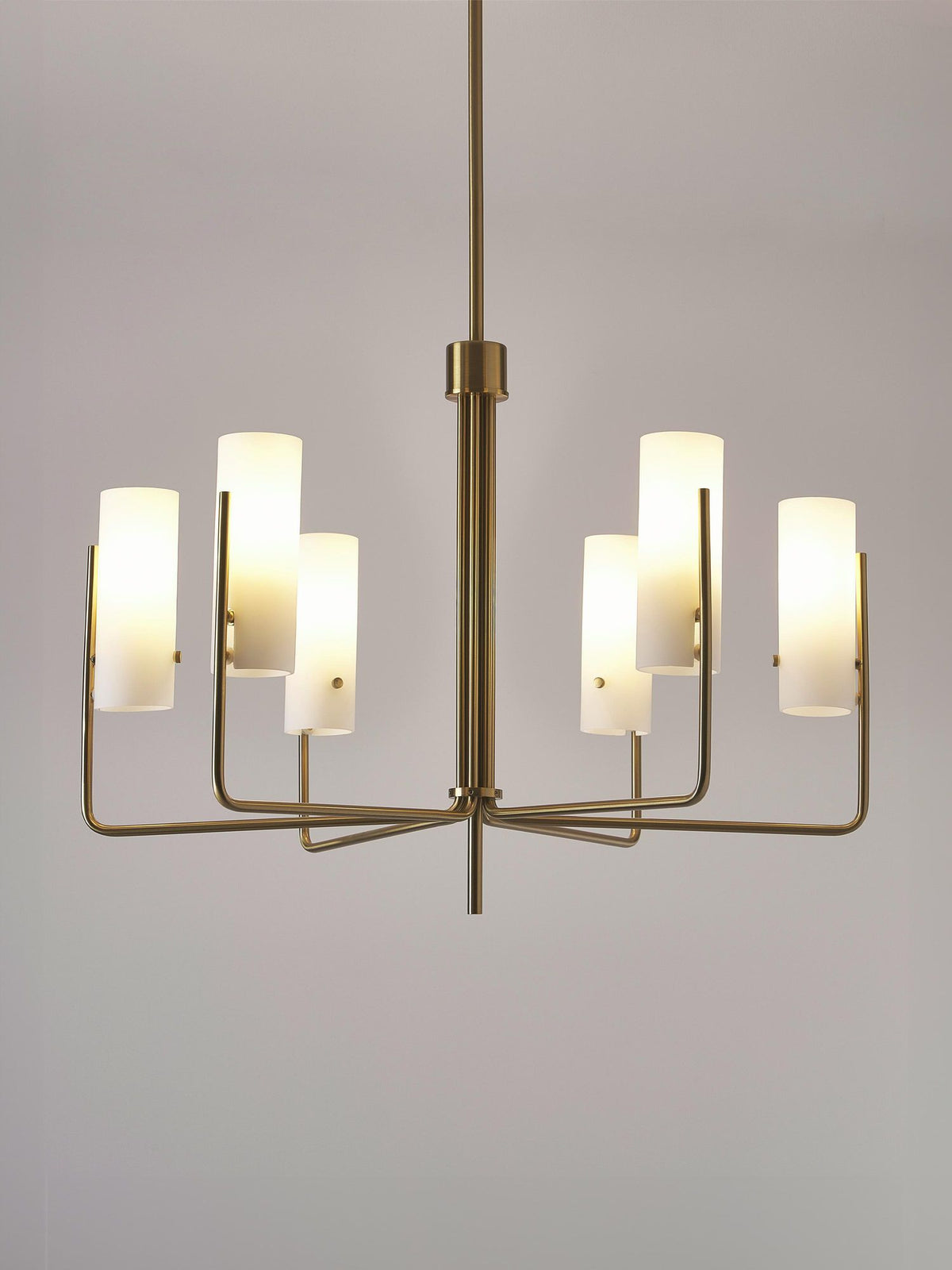 Ivraeus Vintage Industrial Brass Glass Chandelier