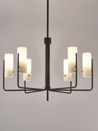 Ivraeus Vintage Industrial Brass Glass Chandelier