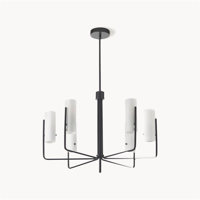 Ivraeus Vintage Industrial Brass Glass Chandelier