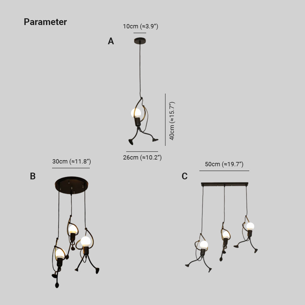 Mira Retro Modern Iron Man Pendant Light Living Room